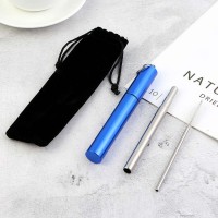 Telescopic Stainless Steel Straw Stainless Steel Drinking Straws With Metal Case And Cleaning Brush