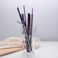 Reusable Drinking Straw Telescopic Stainless Steel Portable Straw with Metal Keychain Case and Telescopic Brush