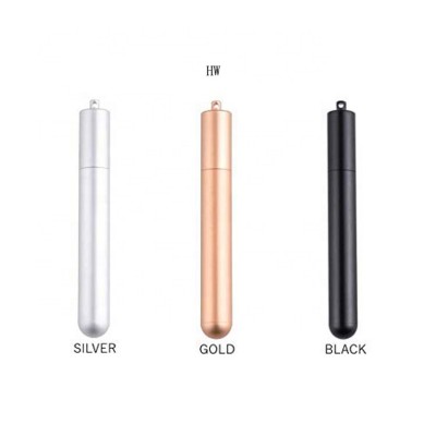 Reusable Drinking Stainless Steel Metal Foldable Collapsible Folding Adjustable Telescopic Straw With Keychain Cleaning Brush